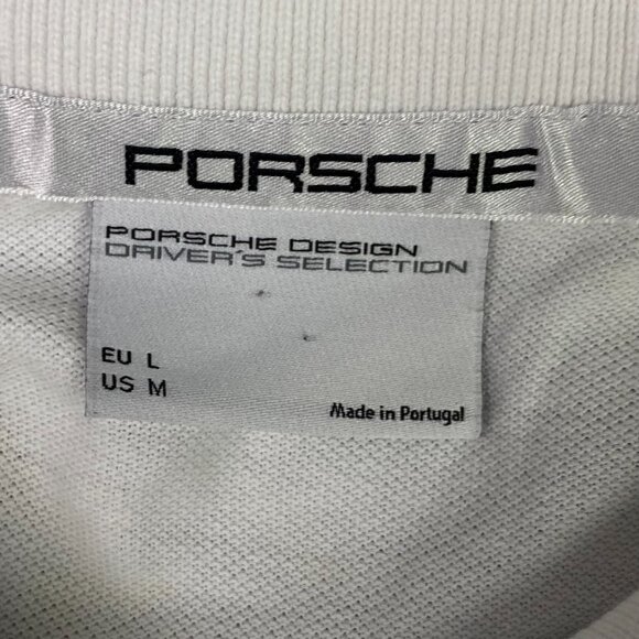 Porsche Design Polo Shirt Men's Medium White Mesh Driver's Selection cotton - Picture 4 of 8